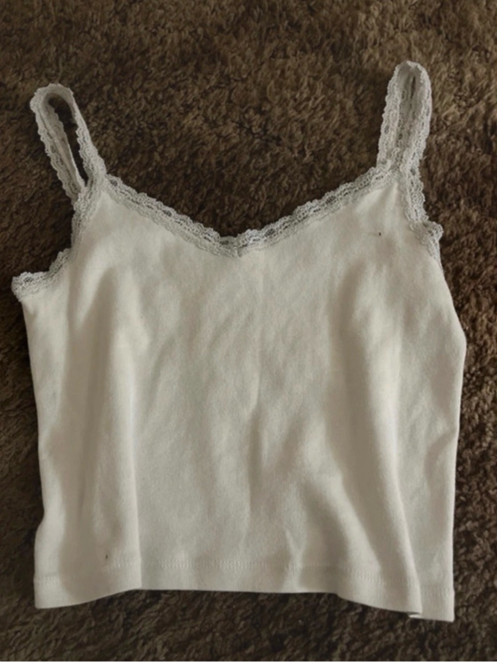 Brandy Melville White Lace-Trim Camisole